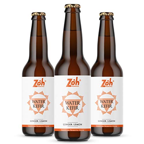 Image of Zoh Organic Ginger Lemon Water Kefir - Raw, Unpasteurized Probiotic Tea With Amla & Tulsi, Detox & Digestive Aid, Green Tea, Liquid - 1 Kg