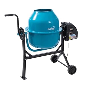 KATSU Tools Elektrischer Betonmischer 80L - 220W Tragbare Zementmörtel Mischmaschine mit Rädern, Ständer und Kippgriff, Ideal für Heimwerker und Bau, Modell 167341