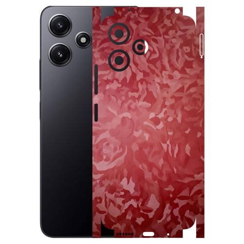Image of AtOdds - Full Body Back Screen Guard Protector Film - 3D Textured Lamination Wrap Skin Sticker Compatible with REDMI 12 (5G) | Scratchproof Matte Finish (Design - Red Camo)