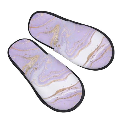 Lavender Glitter Foil Stripes Print Women Slippers Home Furry Shoes Keep Men Couples Shoes Warm For Women-2