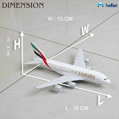 Image of FunBlast Diecast Aeroplane Scale Model - Airplane Miniature Model Only for Display, Size -14 Cm (A380-Emirates)