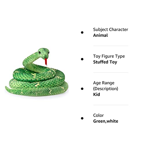Hydren Giant Boa Constrictor Large Stuffed Animal Snake Plush Realistic Toy 80 Inch Lifelike Gifts For Kids Birthday Party Prank Props(Green) #TOP7