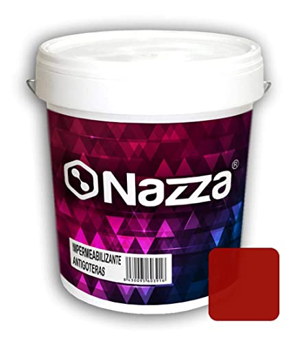Nazza Pintura de Caucho Rojo Impermeabilizante - Pintura Antigoteras y Antihumedad para Terrazas y Azoteas Transitables - Color Rojo Ladrillo - 4 Litros