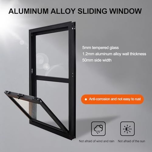 Commercial Veal Sliding Window - Tempered Glass Ventilation for Food Trucks, Carts & Restaurants (31.5"x39.4") - Sleek Design, Easy Installation, Durable & Stylish