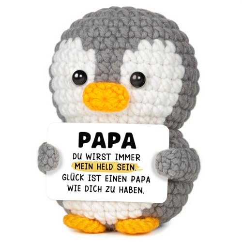 Gleevara Papa Geschenk Bester Bapa Geschenke - Handgehäkeltes Pinguin Geschenke für Papa zum Vatertag Geburtstag Weihnachten Bester Vater Geschenke von Tochter Sohn