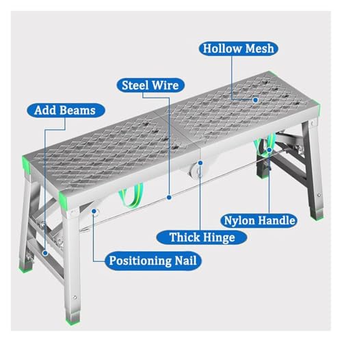 Andamio plegable de acero con altura ajustable y plataforma de 400 kg 3