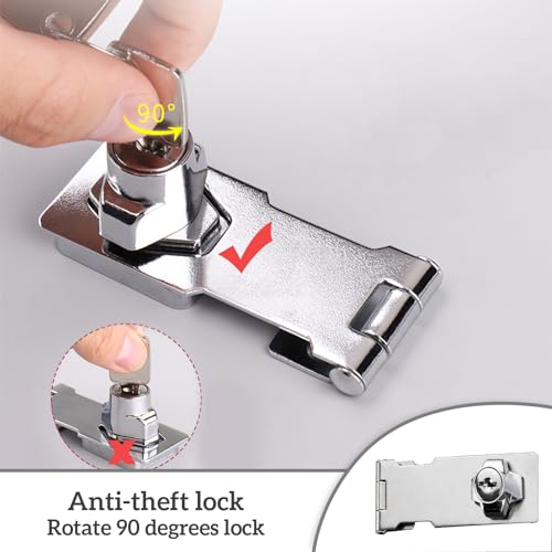Image of Eagles Keyed Hasp Locks, (2.5 Inch, Silver, 2PCS) Knob Locking Hasp Cabinets Hasp Locks Stainless Steel Hasp Lock Catch Latch Safety Lock Door Lock with Keys for Mailbox Drawer Closet
