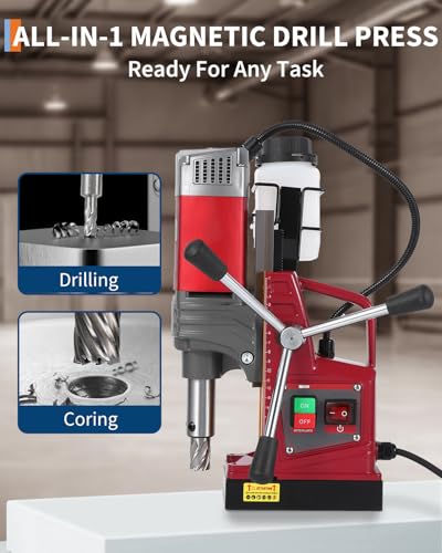 Image of Garvee 1.57 in Mag Drill Press with Adapter, 1450W 820RPM 2922LBF 13000N Magnetic Drill Machine, Portable Electric Drill Kits for Steel, Metal, and Iron