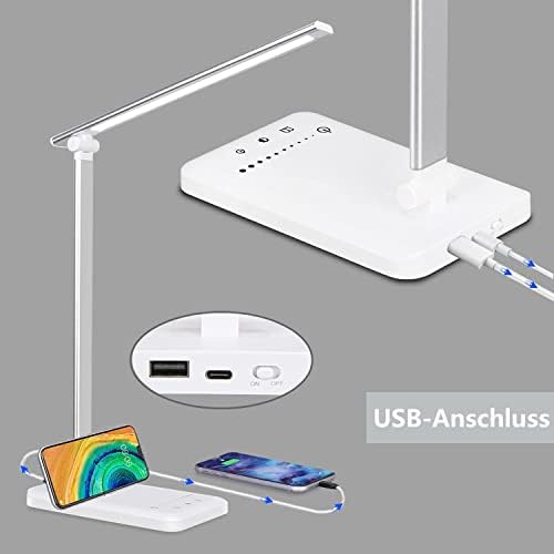 Desk Lamp,Eye Caring LED Desk Lamps,Dimmable Bedside Lamp with USB Charging Port,5 Color Modes x 10 Brightness Levels,Touch Sensitive Control,Auto Timer 45 Minutes for Home,Office,Study,Work,Reading
