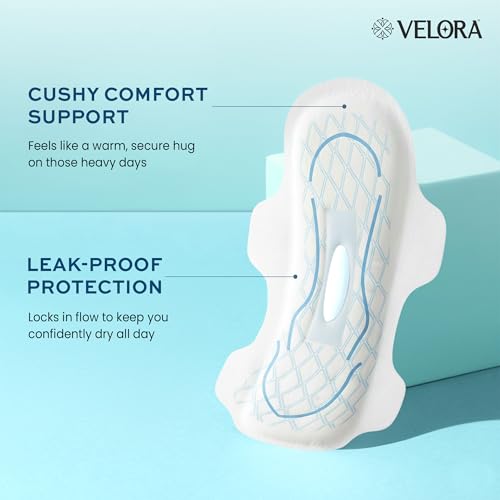 Image of Velora Soft Feel & Rash Free XL 80 Pads Combo with Wider Back for Extra Coverage |Quick Absorption| Medium Flow Straight Sanitary Pads for Women & Girl (40 Pads Each-280MM)