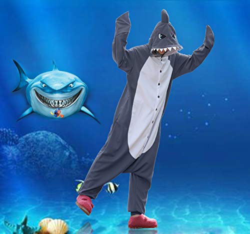 Wotogold Animal Cosplay Costume Gray Shark Unisex Adult Pajamas Gray,Large #TOP2
