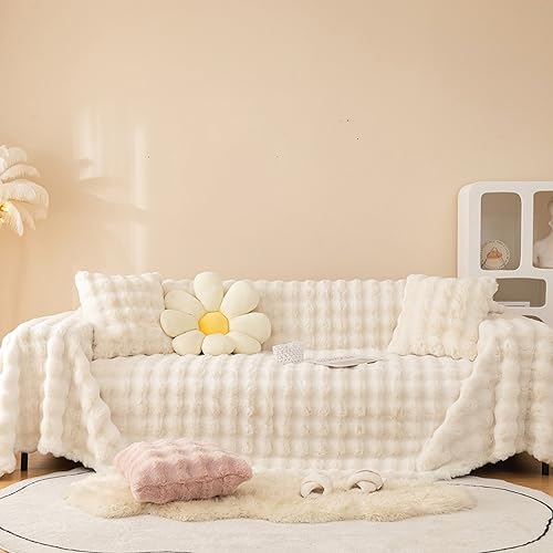 Plush Sofa Throw Blanket for Large Sofas Non Slip Cover for 1 2 3 4 Seater Sofas L Shaped Couches Pet Friendly Multipurpose Soft and Cozy Pink 180X280cm