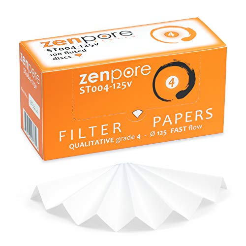 12.5 Cm Fluted Filter Paper, Pre-Pleated (Folded), Qualitative Grade 4 - Zenpore Fast Flow 125 Mm (100 Discs) #TOP9
