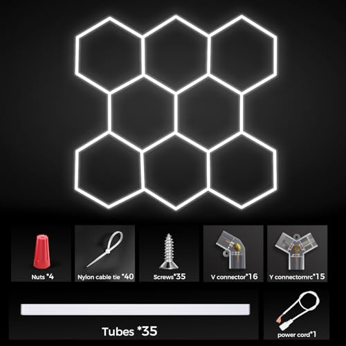 Lámpara de techo LED hexagonal con 8 módulos en cruz y 35 tubos acoplables de alta potencia 4
