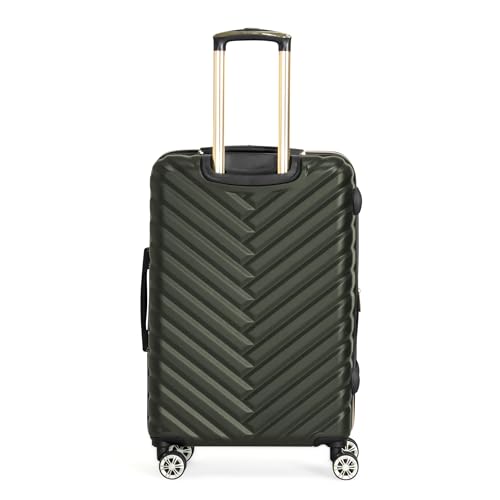 Image of Kenneth Cole REACTION Women's Madison Square Hardside Chevron Expandable Luggage, Olive, 24-Inch Checked, Kenneth Cole Reaction Women's Madison Square Hardside Chevron Expandable Luggage