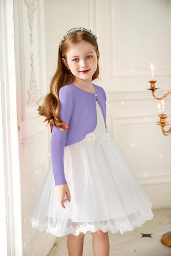 Image of Arshiner Girls Open Front Shrug Cardigan Knit Bolero with Button Closure