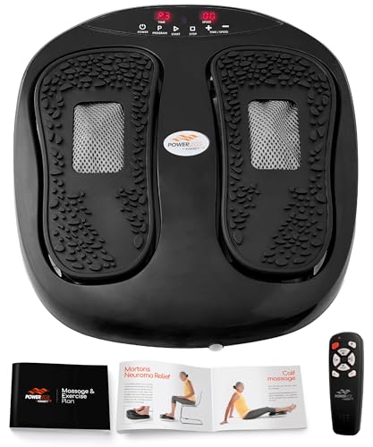 Power Legs Electric Foot Massager Machine with Remote Control Adjustable Speed Vibration - Calf Massager - Feet Massager for Neuropathy Pain Relief Plantar Fasciitis Leg Blood Circulation (Black)