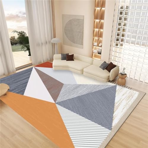 Tapis lavable en machine gris 200x280cm grand triangle salon