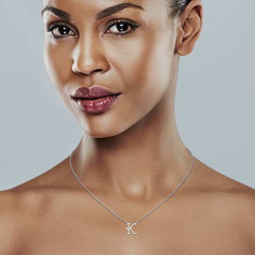 Boston Bay Diamonds Diamond Initial Necklace in .925 Sterling Silver, with Adjustable 18”-20” chain (G-H Color, I2-I3 Clarity) - Choice of Letter2