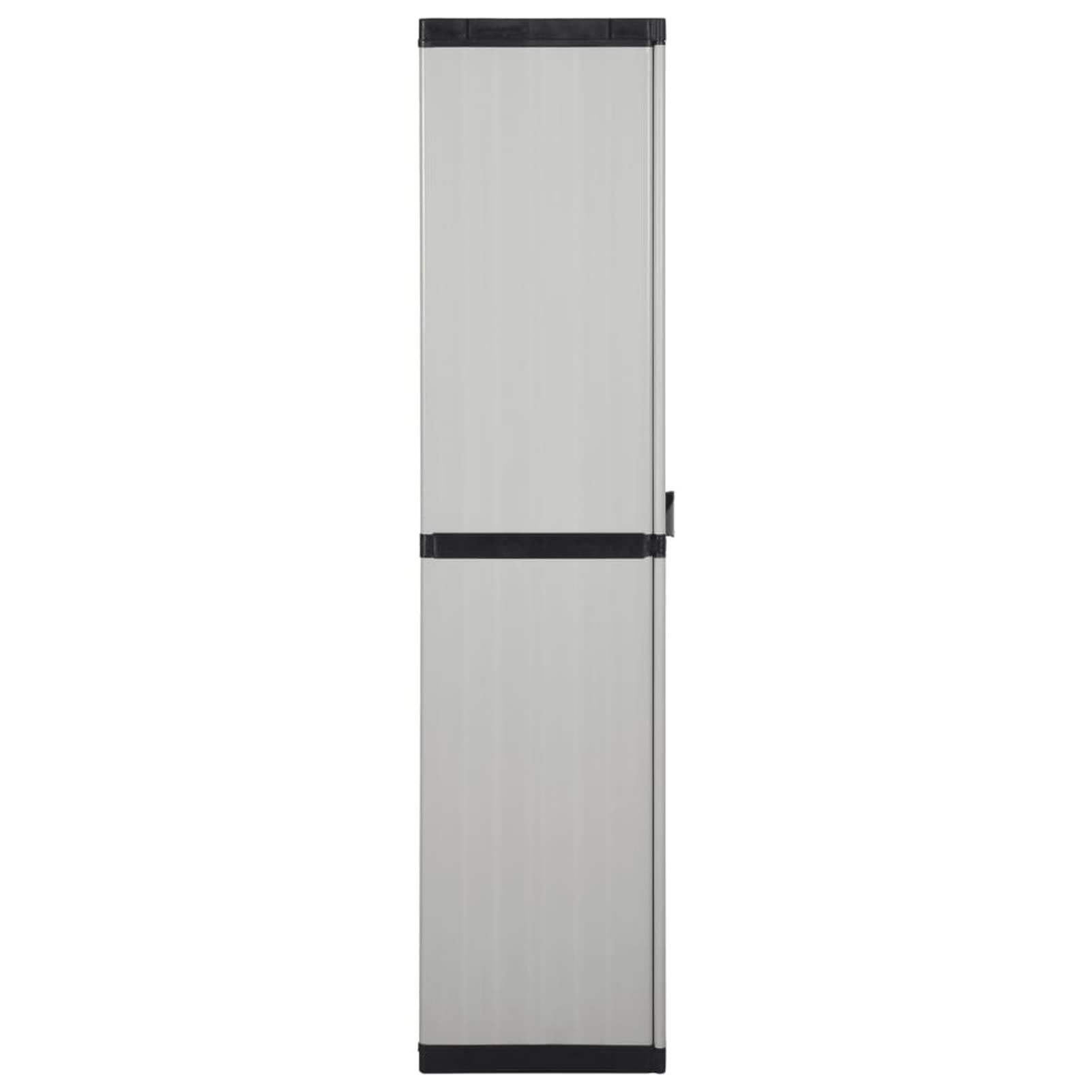 Homgoday Armario de jardín con 3 estantes, gris y negro, 68 x 40 x 168 cm, muebles de jardín, organizador para herramientas de exterior, para patio, patio trasero, cómoda, terraza, armario 3067