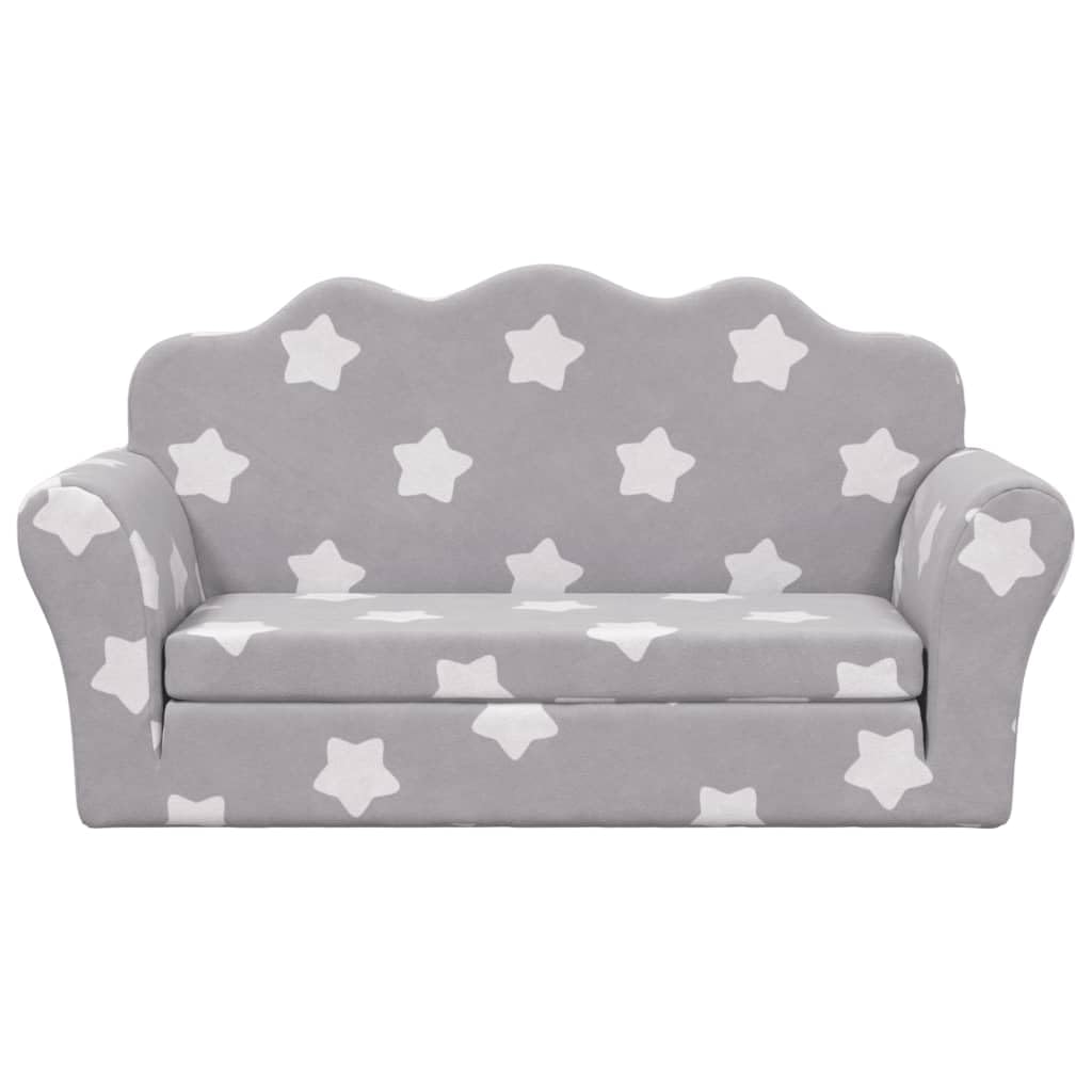 vidaXL Divano Letto Bambini a 2 Posti Grigio Chiaro con Stelle Peluche