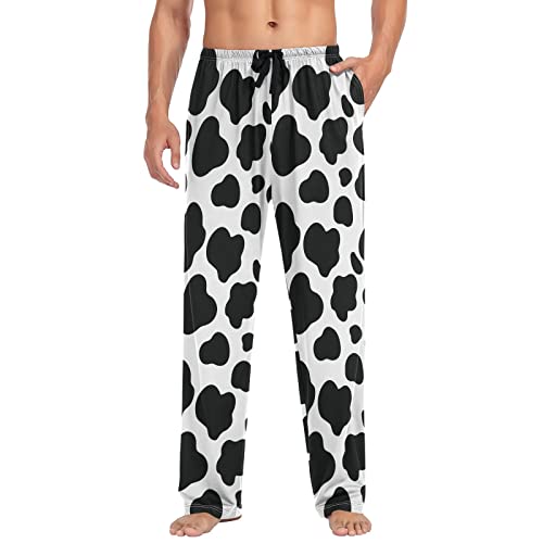 Brown White Cow Textures Pajama Pants for Men Lounge Pants with Pockets Drawstring Mens Pajama Bottoms Men Sleep PJ Pants3