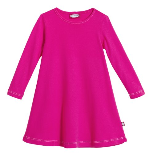 City Threads Girls' Cotton Long Sleeve Dress for School Party Dress Play Base Layer for Sensitive Skin SPD Sensory Friendly, Hot Pink, 10