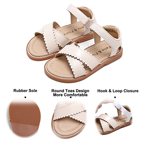 Image of Felix & Flora Toddler Girl Sandals -Flower Girl Dress Shoes Open Toe Little Kid Flats