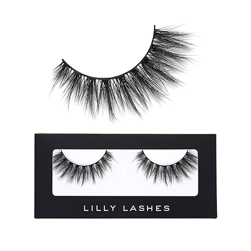 Lilly Lashes Premium Synthetic Lashes LA, Fake Eyelashes Natural Look, Full Bodied Natural Look, False Lashes, Vegan Strip Lash, Reusable Up to 10 Wears, 15mm