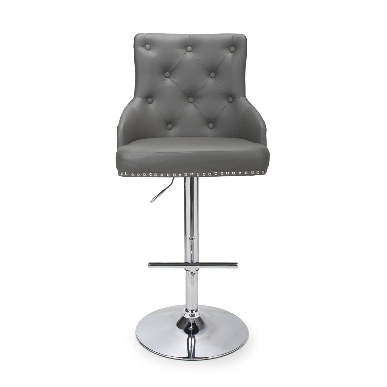 Shankar Rocco Leather Effect Graphite Grey Bar Stool