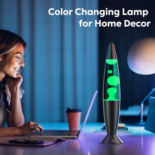 Image of 17 Colors LED Liquid Motion Lamps 13.5 Inch Color Changing Lamp Black Small Relax Night Light for Adults Kids Teens Sensory Mood Nightlight Mini Aesthetic Table Lamp for Bedroom, Retro Home Decor