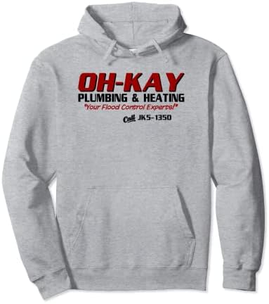 Wayward Tees OH-KAY Plumbing & Heating Unisex-Adults Grey Small Solid Letter Print Christmas Workwear Casual/General Hoodie