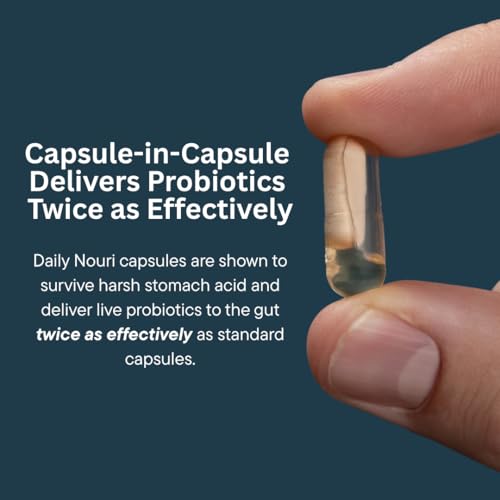 Image of Daily Nouri Probiotics for Men | Men's Vitality, Gut Microbiome & Colon Health Support | 5 Clinically Studied Strains + Selenium & Vegan Omega | 30-Day Supply (Pack of 2)