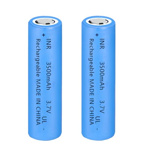 Yuntunele 2 Pcs 18650 Rechargeable 3.7V High Capacity 3500mAh Genuine18650 Flat Top Battery for Headlamp, LED Flashlight