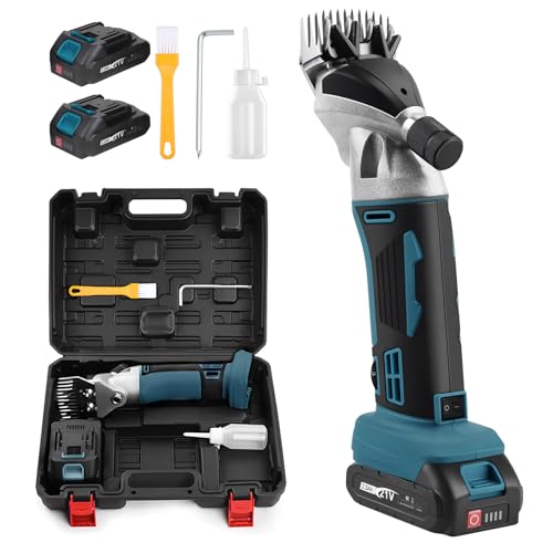 Akku Schafschere 500W für Makita 18V Akku Schafschermaschine mit 6 Geschwindigkeiten 2x2500mAh Akkus Elektrische Schafschere Kabellose Schermaschine für Schafe Alpakas Ziegen