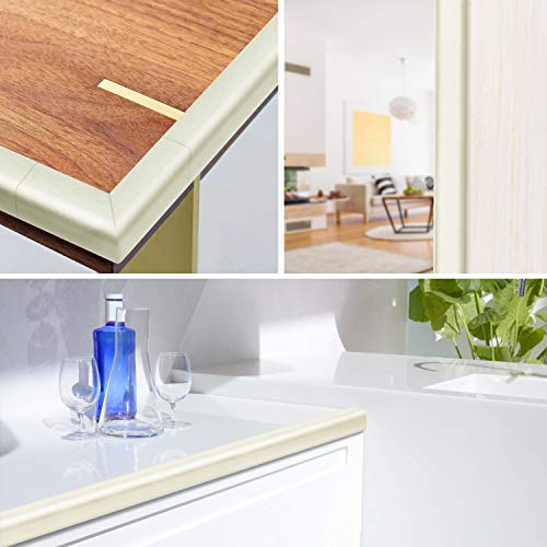 Rabofly Baby Proofing Edge & Corner Guards, [16.40ft Edge + 4 Corners] Furniture Bumper Cushion Table Edge Corner Protector Non Toxic and Safe for Fireplace, Stair, Cabinet, Countertop, Oyster White - Thumbnail 6