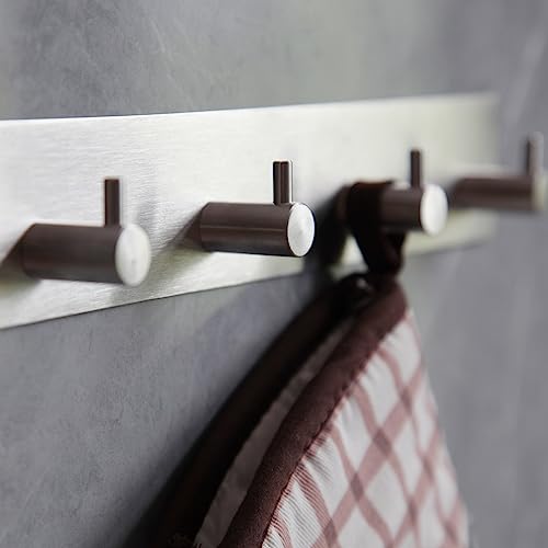 Image of Self Adhesive Towel Hooks for Bathrooms Stick on Wall hooks 4 Coat hooks