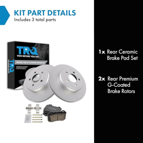 Image of TRQ Rear Brake Pad and Rotor Set Ceramic Coated Vented Rotors Compatible with 2011-2018 Dodge Challenger 2014-2018 Charger