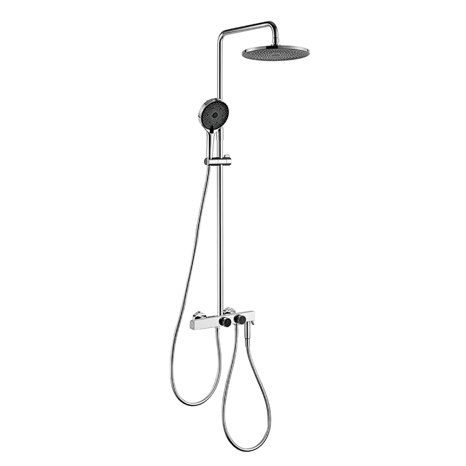 SWENEEN Handheld Showershower System,Thermostatic Shower Faucet Set,Wall Mounted Shower Combination Set,12 Inch Rain Shower Head With Tub Spout,Hand Shower,Bidet Sprayer,White,Chrome