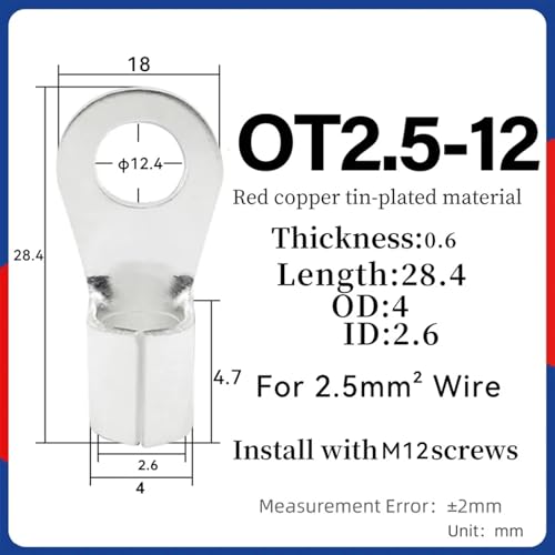 Conector eléctrico anillo OT2.5 de cobre para evitar caídas de tensión 2