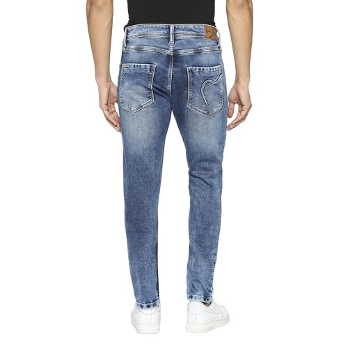 Image of Being Human Blue Cropped Fit Men's Denims Clothing