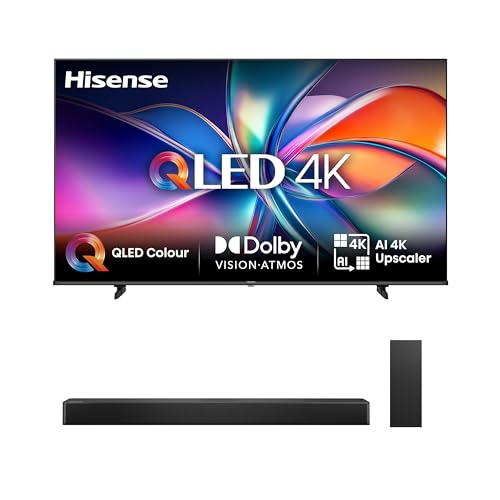 Hisense Bundle of 58E7Q Fehrnseher, 58 Zoll, QLED&DLED, Smart TV + HS2100, 2.1 Kanal Soundbar, 240W max Audio Power,Dolby Audio, DTS Virtual:X, Ultra-Slim Wireless subwoofer, TV Mode, EzPlay