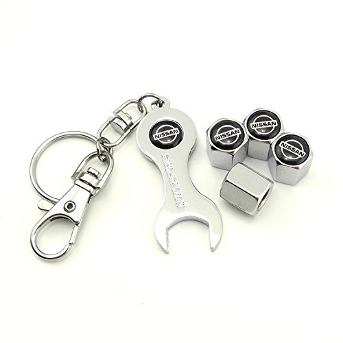 iDoood Wrench Keychain Chrome Tire Valve Stem Caps for Nissan