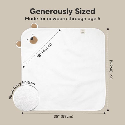 Image of KeaBabies Hooded Baby Towel for Newborn, Baby Bath Towels (Grizzly, 35x35) | Viscose Derived from Bamboo, Large Baby Towels with Hood, Boys, Girls, Toddler, Soft Absorbent Baby Bath Essentials