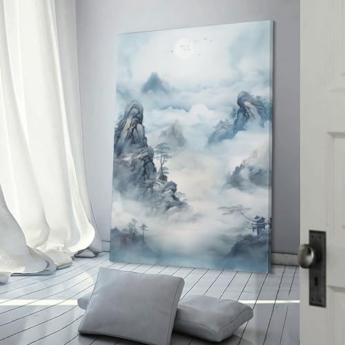 Toile murale abstraite oiseaux paysage rustique deco interieur - 3
