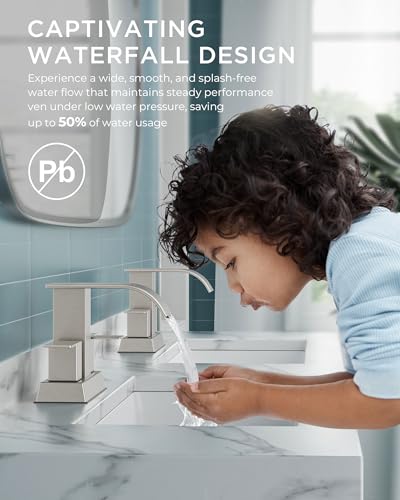 Robinet de lavabo central 4 pouces avec deux poignées et conduites d'alimentation - 2