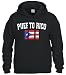 Cybertela Faded Distressed Puerto Rico Flag Sweatshirt Hoodie Hoody (Black, Medium)