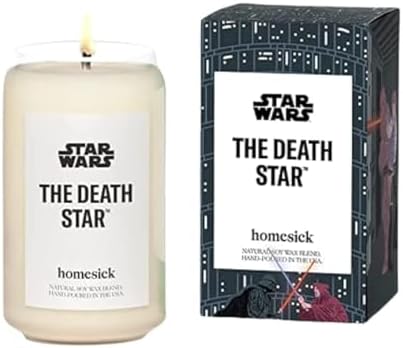 Homesick Premium Scented Candle, Star Wars The Death Star - Scents of Smoked Amber, Cement, Tobacco, 13.75 oz, Gifts, Soy Blend Candle Home Decor