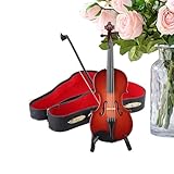 Kleine Violinen Miniatur, handgefertigt, realistische Holzgeige | das kleinste Musikinstrument-Modell der Welt | Zubehör oder Schlüsselanhänger | einzigartiges lustiges Geschenk für Musiker Musikfans