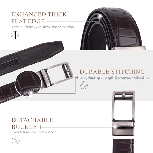 Image of Genuine Leather Belt for Men Formal & Casual Wear - Belts for Men Leather Original, Durable Buckle - Belt for Man - Gift for Husband, Father, Friend